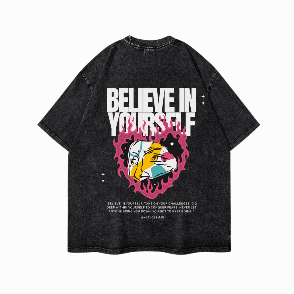 Believe in yourselfAcid Wash Oversized T-Shirt