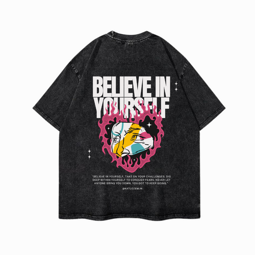 Believe in yourselfAcid Wash Oversized T-Shirt